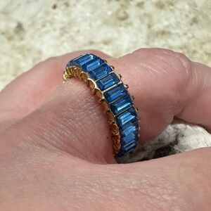 Sugar Blue and Gold Gemstone Ring by Melania Clara Size 7